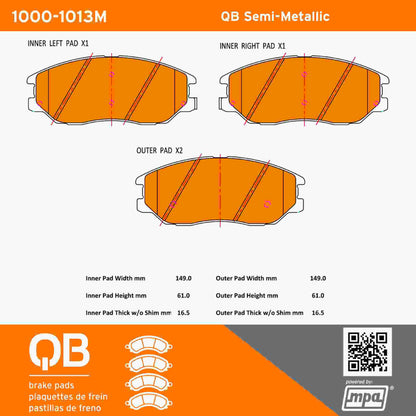 Quality-Built QB Semi-Metallic Brake Pads 1000-1013M