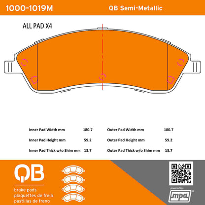 Quality-Built QB Semi-Metallic Brake Pads 1000-1019M
