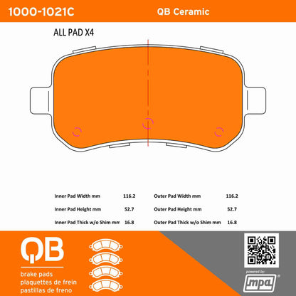Quality-Built QB Ceramic Brake Pads 1000-1021C