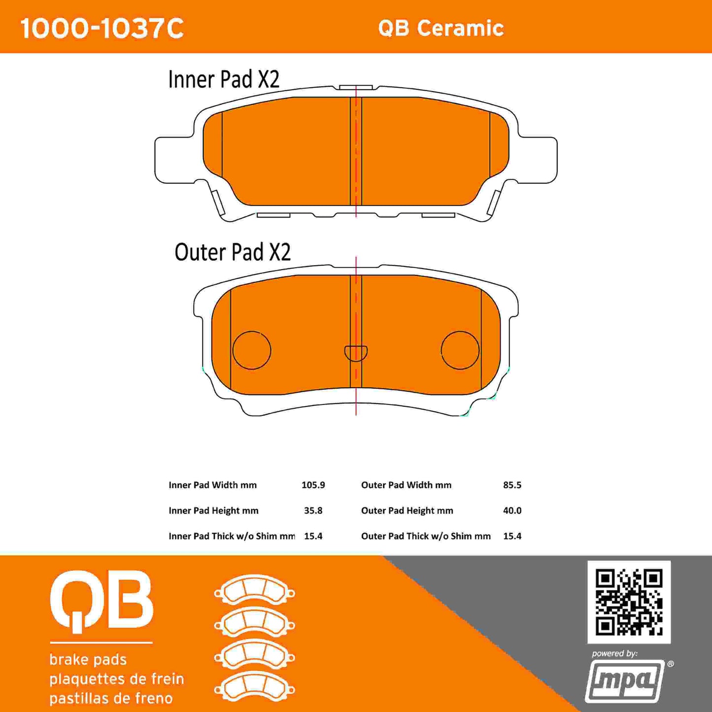 Quality-Built QB Ceramic Brake Pads 1000-1037C