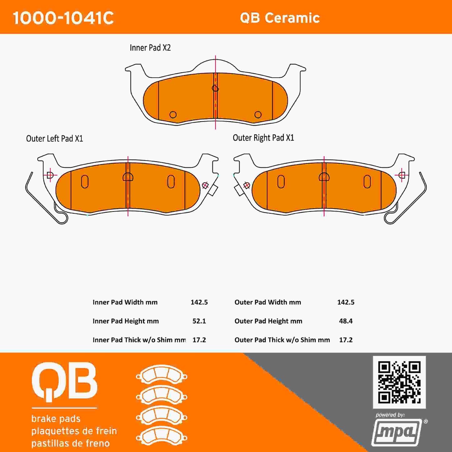 Quality-Built QB Ceramic Brake Pads 1000-1041C