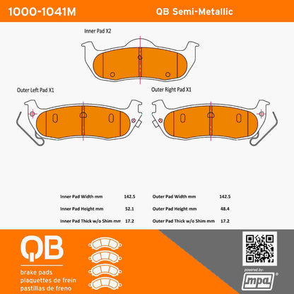 Quality-Built QB Semi-Metallic Brake Pads 1000-1041M