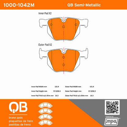 Quality-Built QB Semi-Metallic Brake Pads 1000-1042M