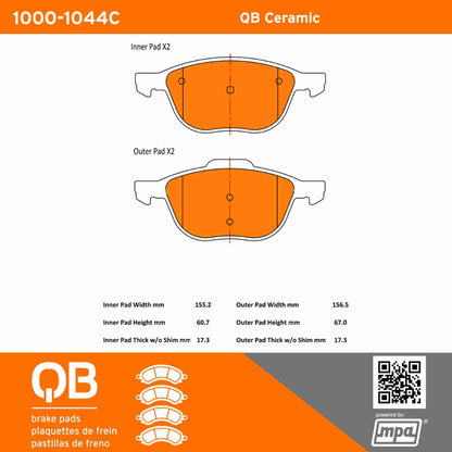 Quality-Built QB Ceramic Brake Pads 1000-1044C