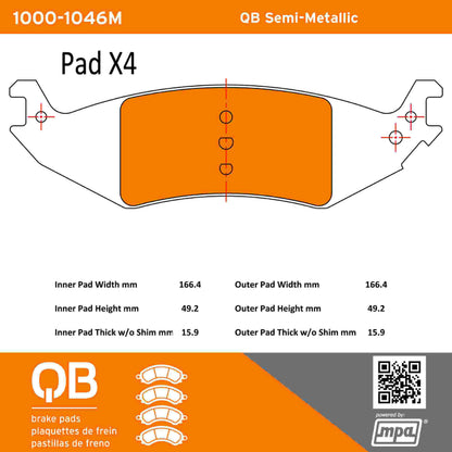 Quality-Built QB Semi-Metallic Brake Pads 1000-1046M