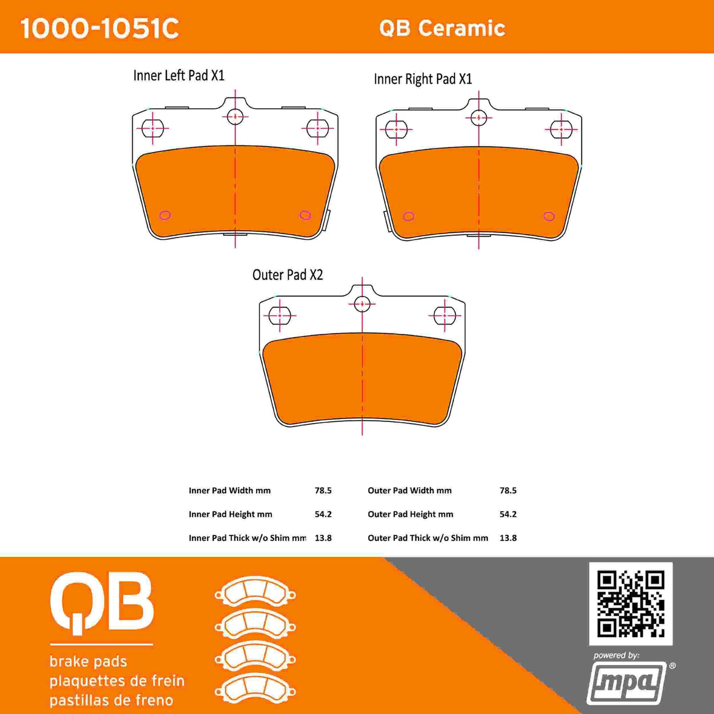 Quality-Built QB Ceramic Brake Pads 1000-1051C