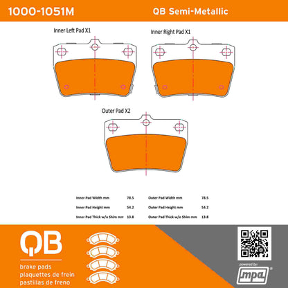 Quality-Built QB Semi-Metallic Brake Pads 1000-1051M