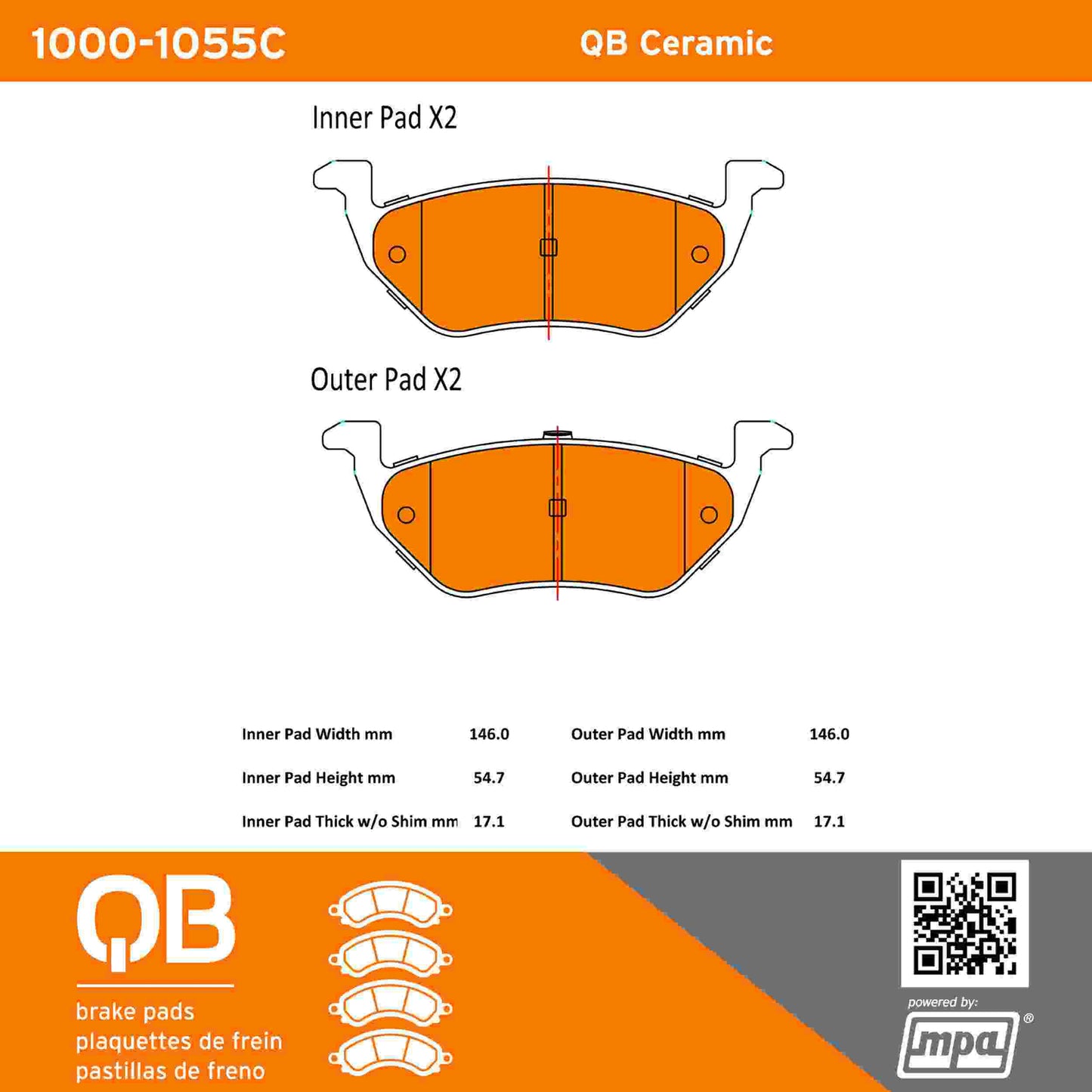 Quality-Built QB Ceramic Brake Pads 1000-1055C