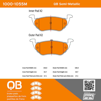 Quality-Built QB Semi-Metallic Brake Pads 1000-1055M