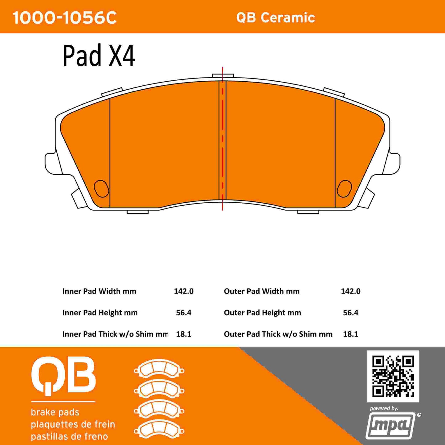 Quality-Built QB Ceramic Brake Pads 1000-1056C