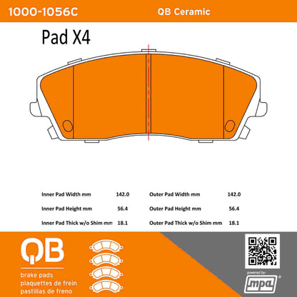 Quality-Built QB Ceramic Brake Pads 1000-1056C