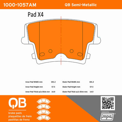 Quality-Built QB Semi-Metallic Brake Pads 1000-1057AM