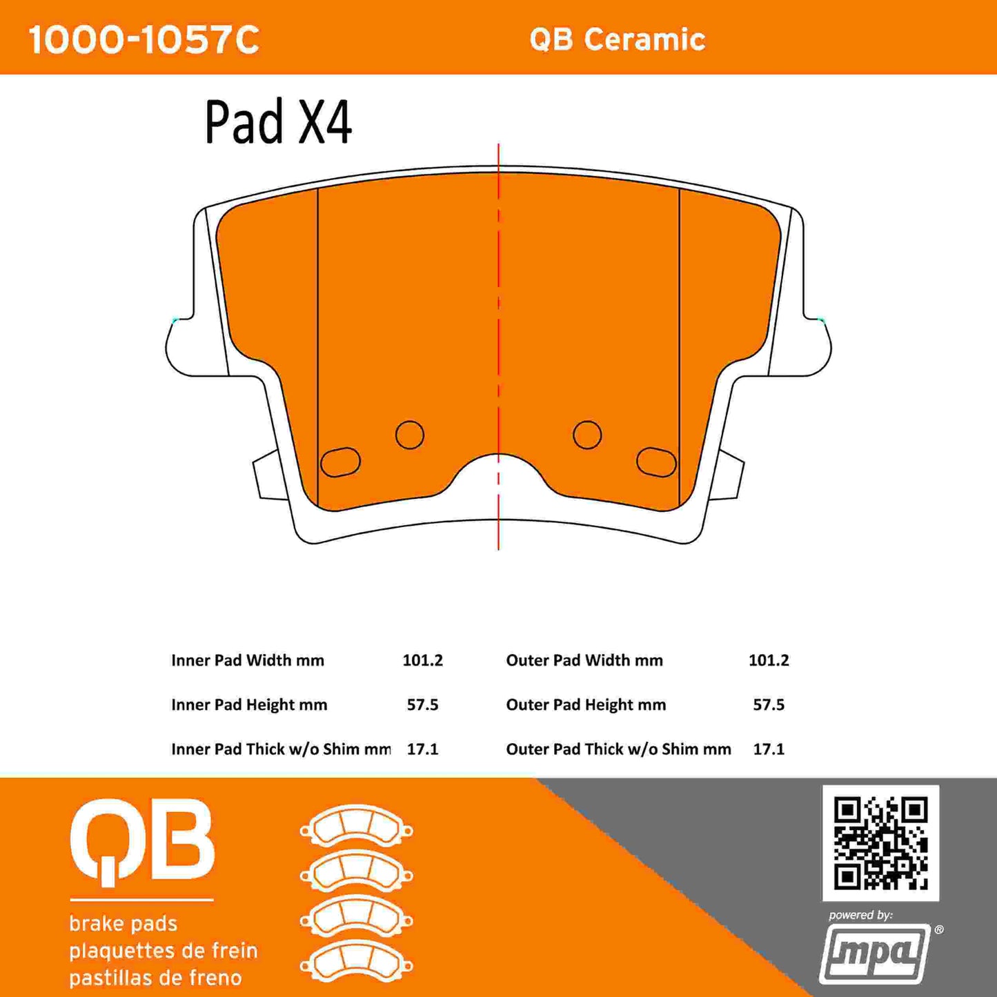 Quality-Built QB Ceramic Brake Pads 1000-1057C