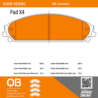 Quality-Built QB Ceramic Brake Pads 1000-1058C