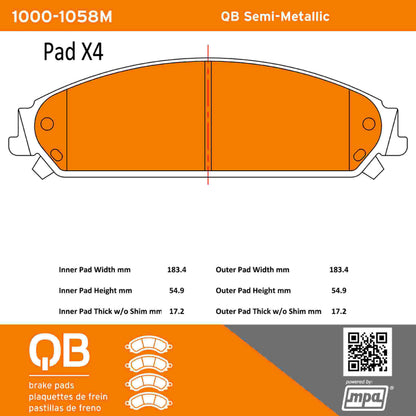 Quality-Built QB Semi-Metallic Brake Pads 1000-1058M