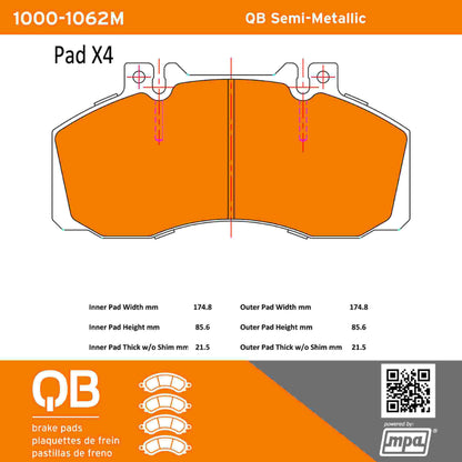 Quality-Built QB Semi-Metallic Brake Pads 1000-1062M