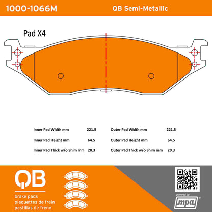 Quality-Built QB Semi-Metallic Brake Pads 1000-1066M