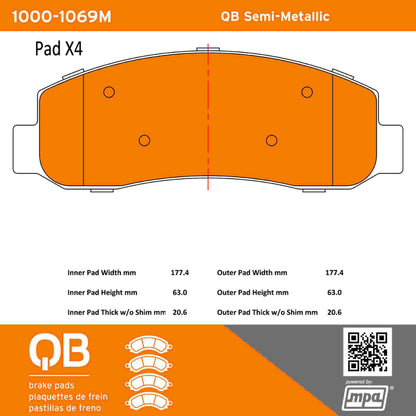 Quality-Built QB Semi-Metallic Brake Pads 1000-1069M