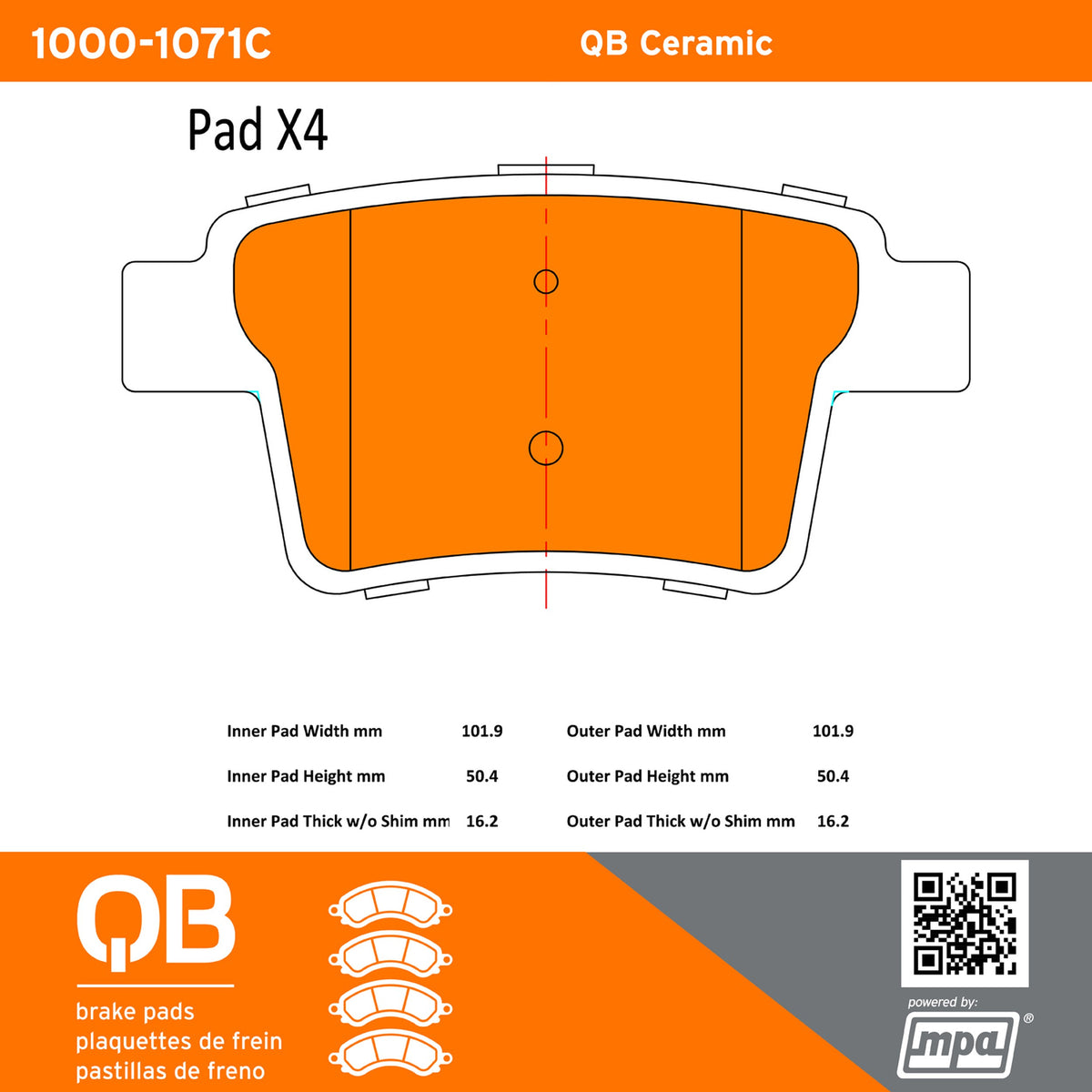 Quality-Built QB Ceramic Brake Pads 1000-1071C