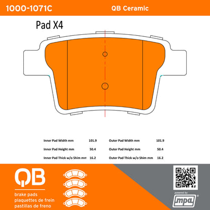 Quality-Built QB Ceramic Brake Pads 1000-1071C