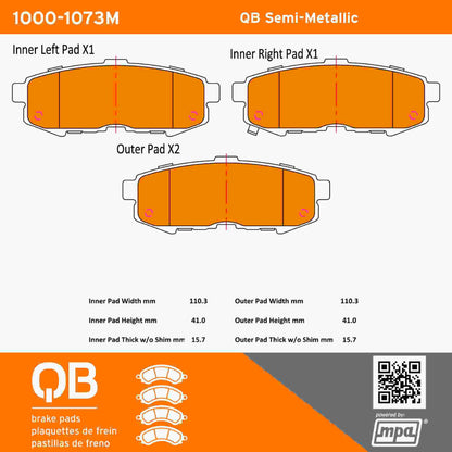 Quality-Built QB Semi-Metallic Brake Pads 1000-1073M