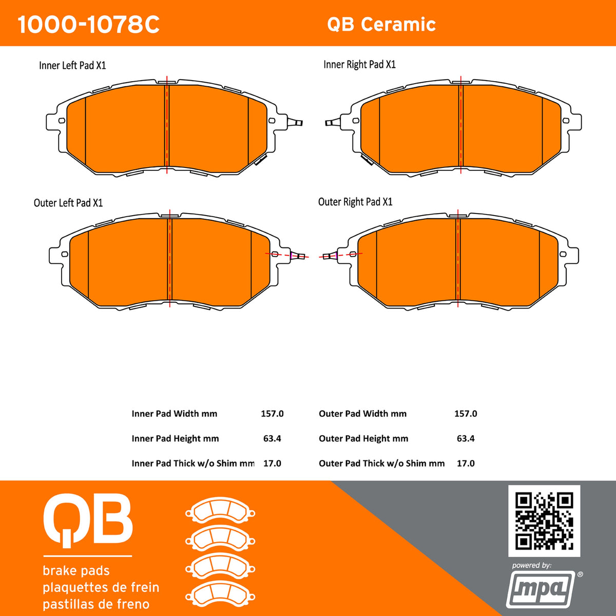 Quality-Built QB Ceramic Brake Pads 1000-1078C