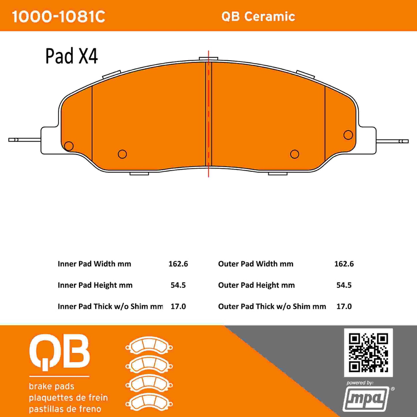 Quality-Built QB Ceramic Brake Pads 1000-1081C