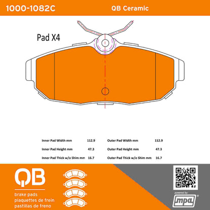 Quality-Built QB Ceramic Brake Pads 1000-1082C