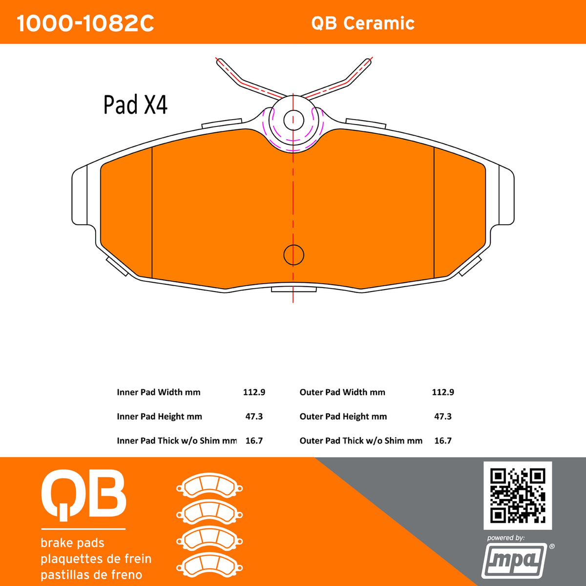 Quality-Built QB Ceramic Brake Pads 1000-1082C