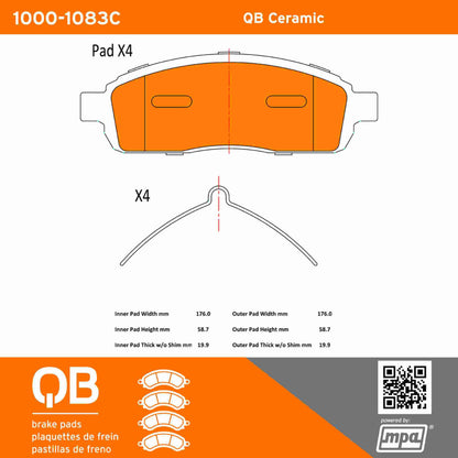 Quality-Built QB Ceramic Brake Pads 1000-1083C