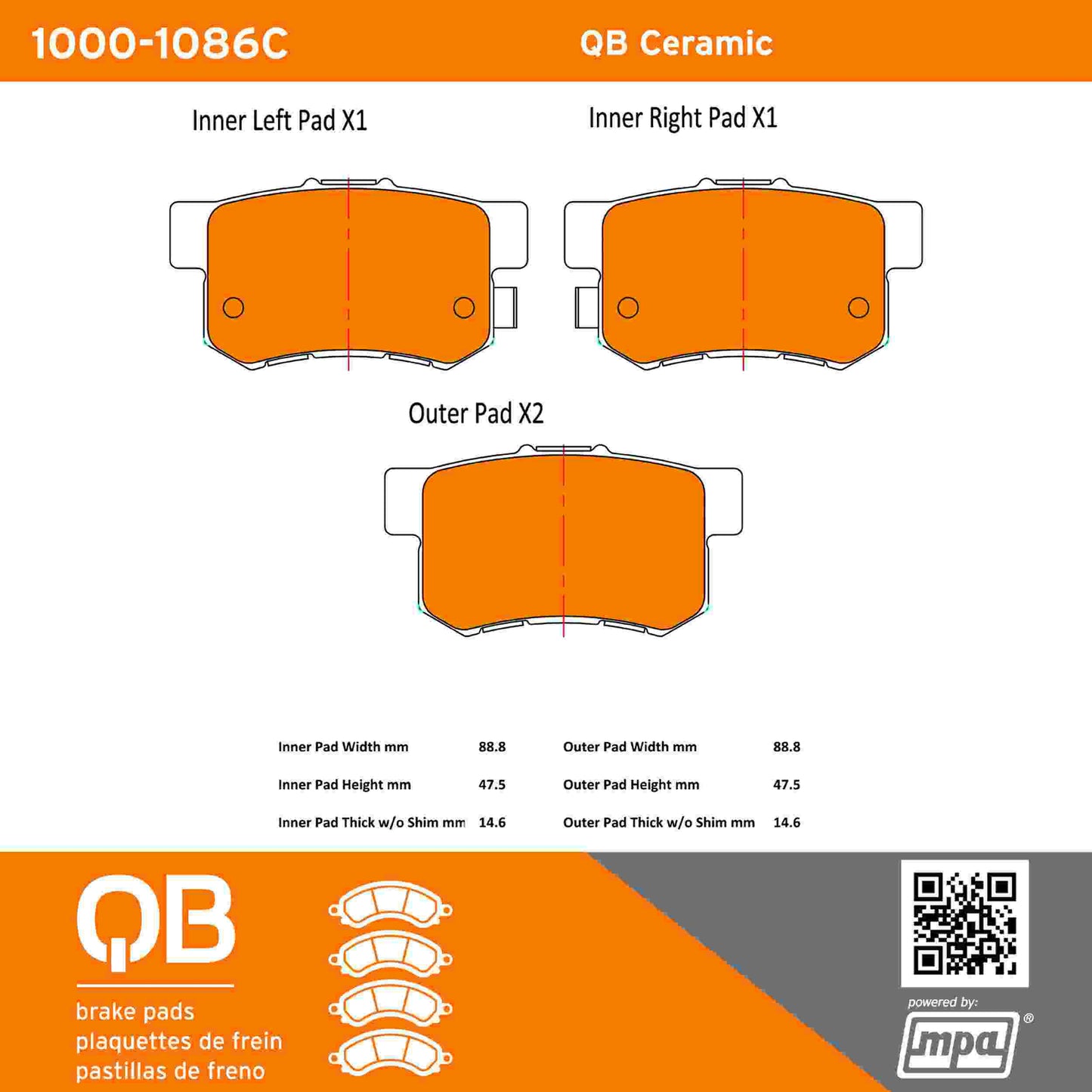 Quality-Built QB Ceramic Brake Pads 1000-1086C