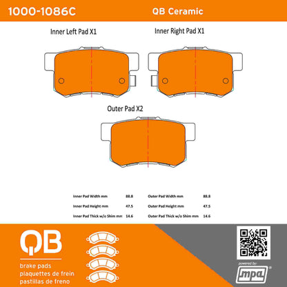 Quality-Built QB Ceramic Brake Pads 1000-1086C