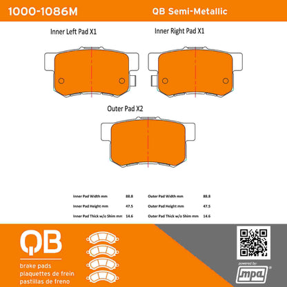 Quality-Built QB Semi-Metallic Brake Pads 1000-1086M