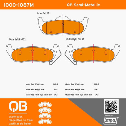 Quality-Built QB Semi-Metallic Brake Pads 1000-1087M