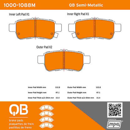 Quality-Built QB Semi-Metallic Brake Pads 1000-1088M