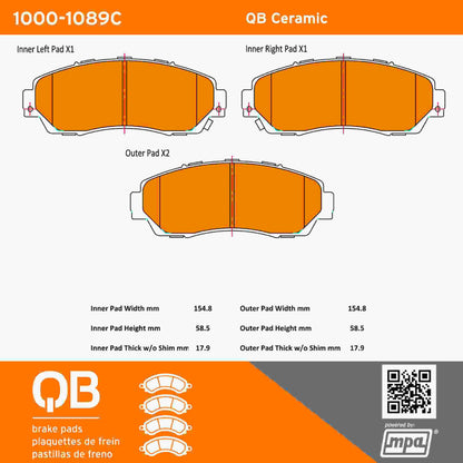 Quality-Built QB Ceramic Brake Pads 1000-1089C