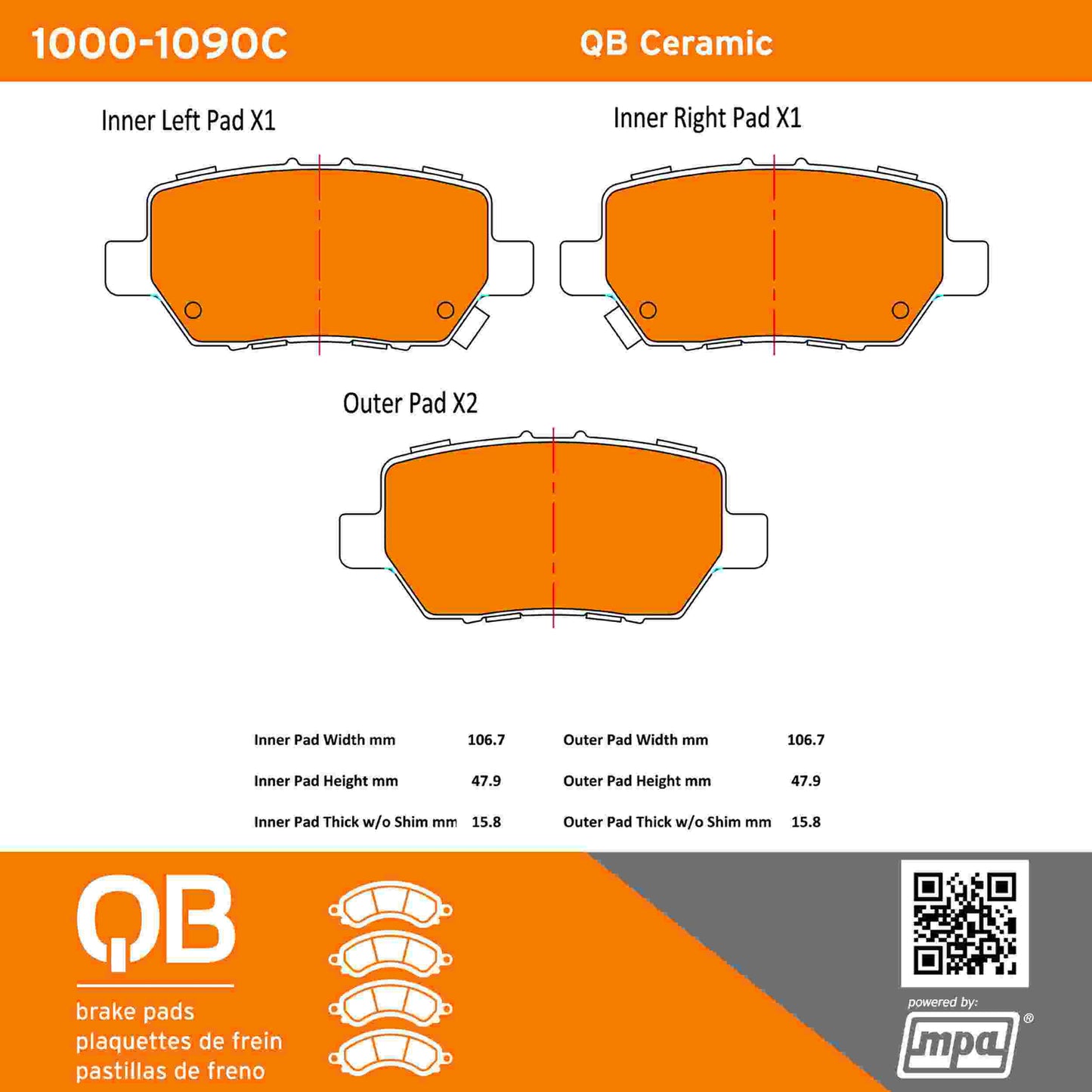 Quality-Built QB Ceramic Brake Pads 1000-1090C