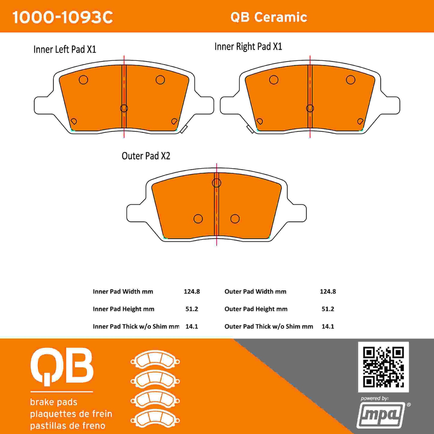 Quality-Built QB Ceramic Brake Pads 1000-1093C