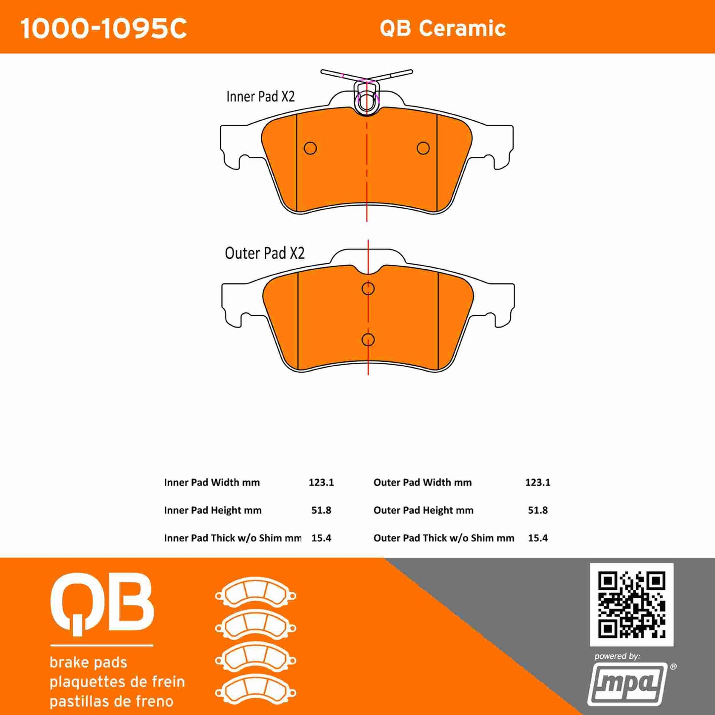 Quality-Built QB Ceramic Brake Pads 1000-1095C
