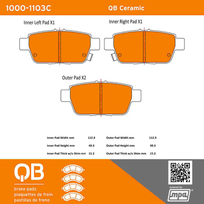 Quality-Built QB Ceramic Brake Pads 1000-1103C