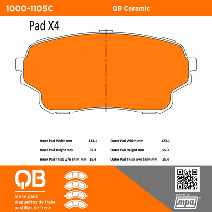 Quality-Built QB Ceramic Brake Pads 1000-1105C