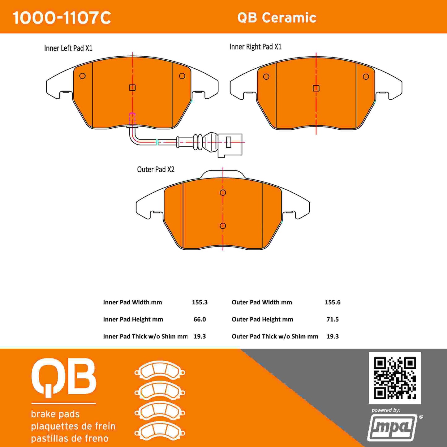 Quality-Built QB Ceramic Brake Pads 1000-1107C