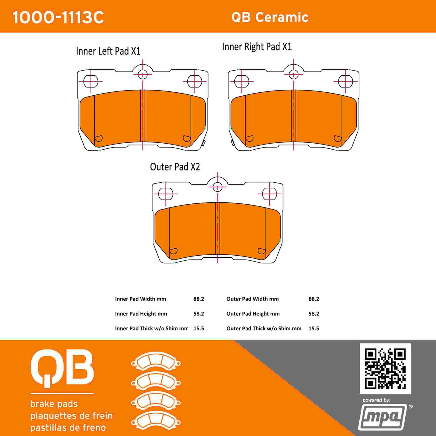 Quality-Built QB Ceramic Brake Pads 1000-1113C