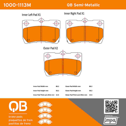 Quality-Built QB Semi-Metallic Brake Pads 1000-1113M