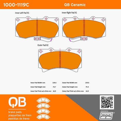 Quality-Built QB Ceramic Brake Pads 1000-1119C