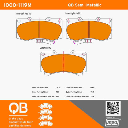 Quality-Built QB Semi-Metallic Brake Pads 1000-1119M
