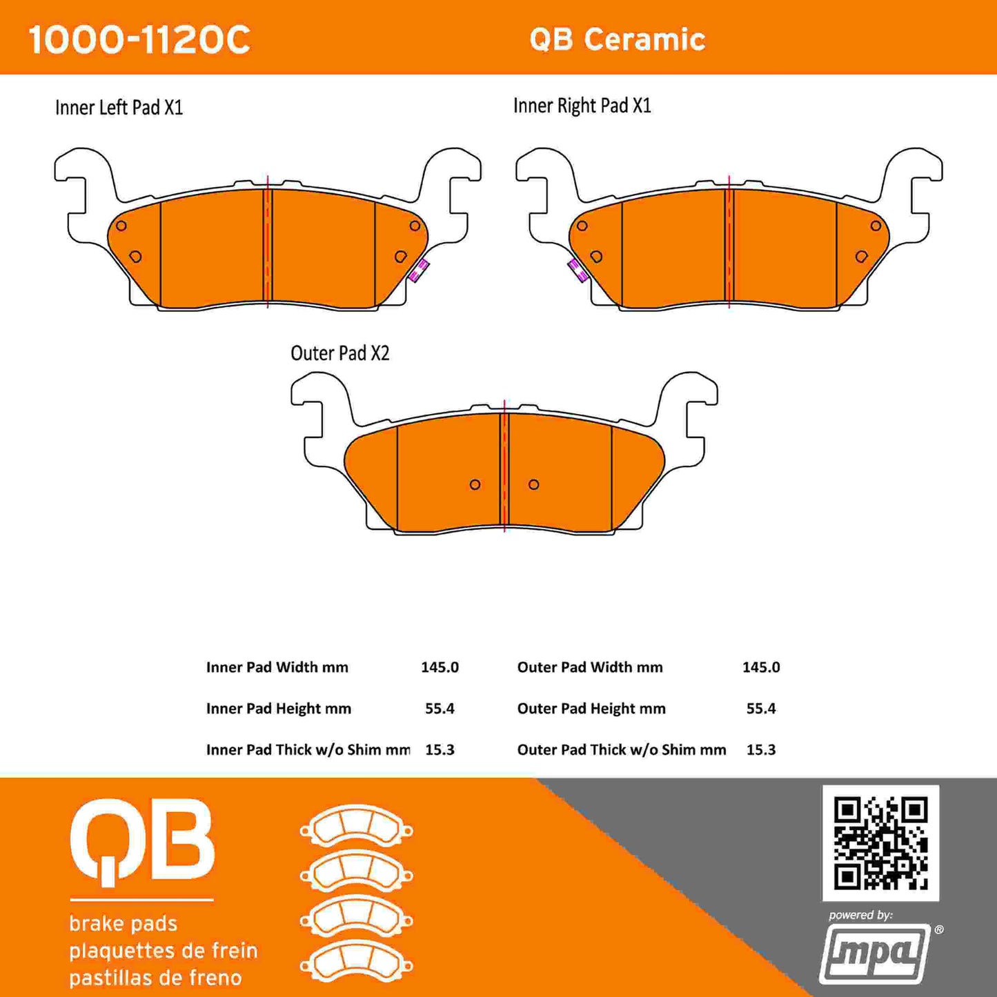 Quality-Built QB Ceramic Brake Pads 1000-1120C