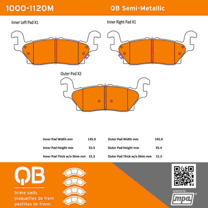 Quality-Built QB Semi-Metallic Brake Pads 1000-1120M