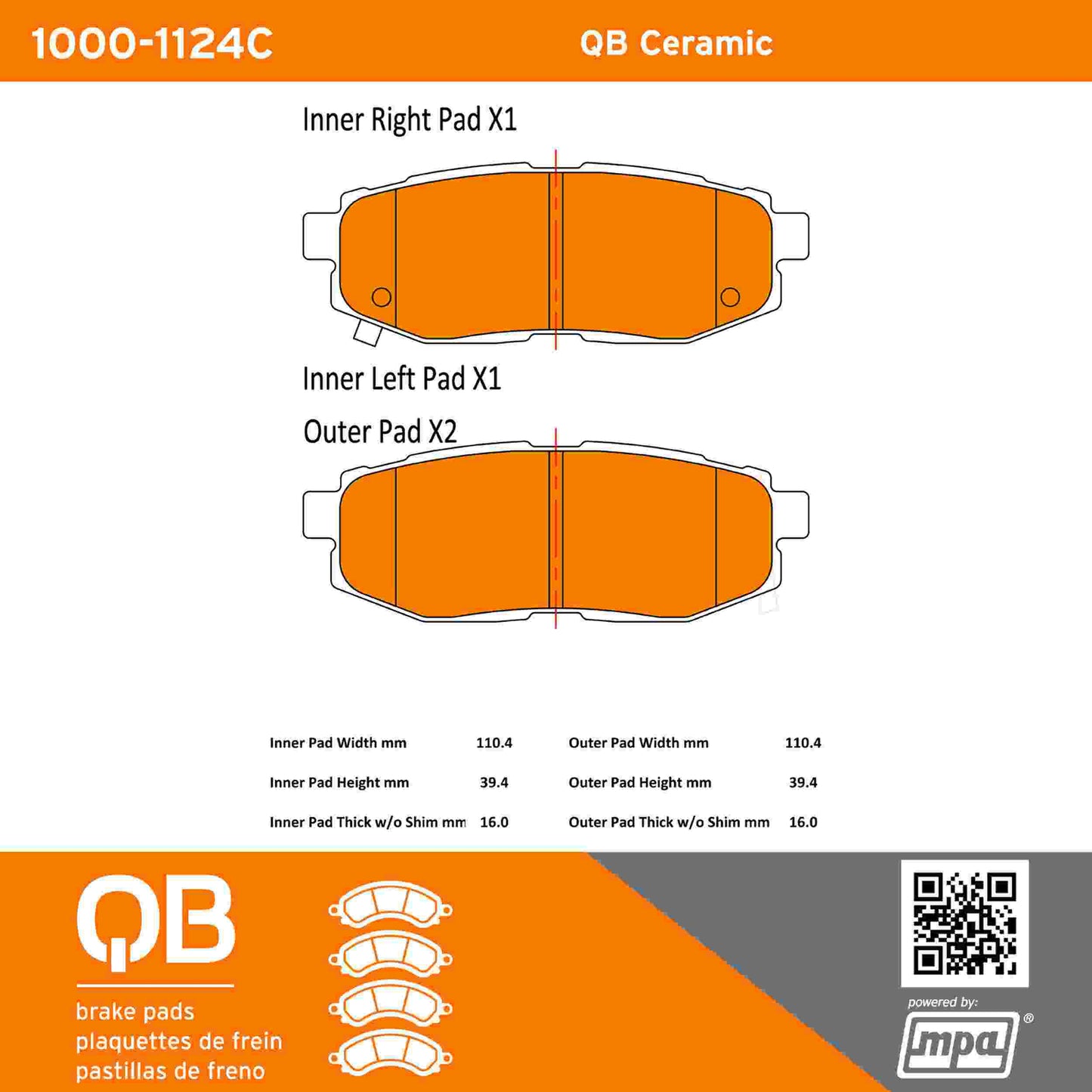 Quality-Built QB Ceramic Brake Pads 1000-1124C