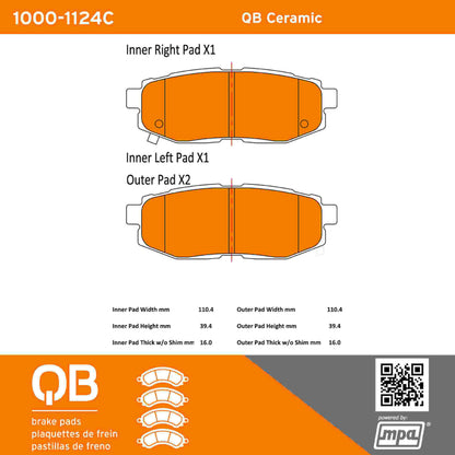 Quality-Built QB Ceramic Brake Pads 1000-1124C
